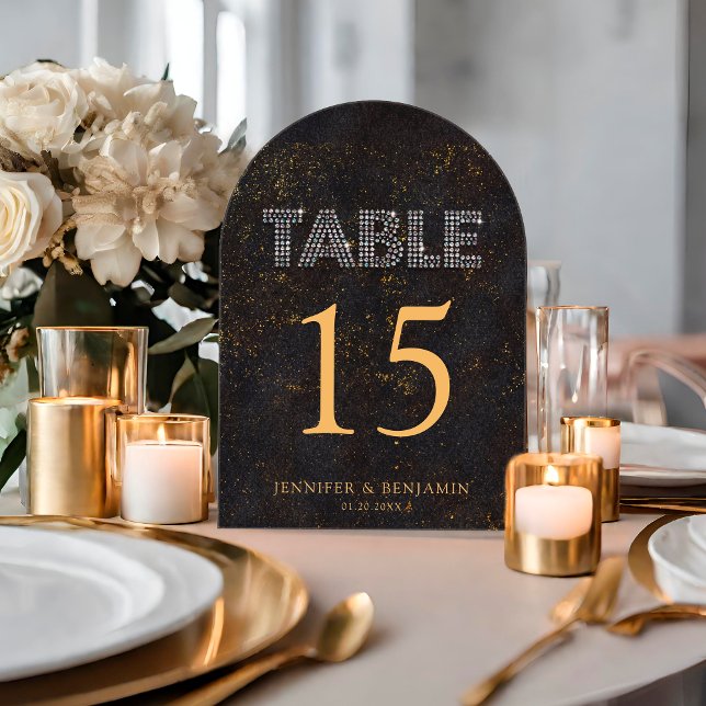 Numéro de Table en Acrylique Arc Chic Or Noir Mari (Créateur téléchargé)