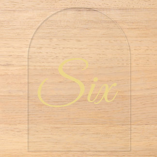 Numéro de table en acrylique arqué en faux feuille