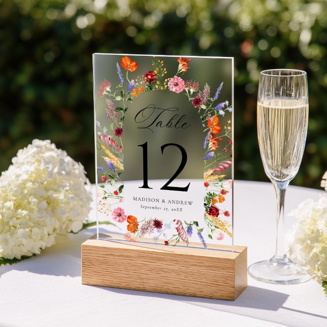 Numéro de table en acrylique avec arche de fleurs  (Créateur téléchargé)