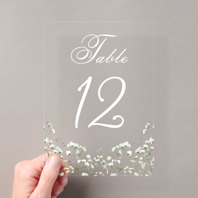 Numéro de table en acrylique Baby's Breath (In situ (ordinateur de poche))