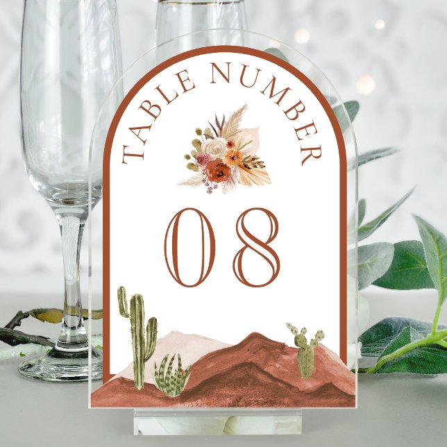 Numéro de table en acrylique Cactus en terre cuite (Créateur téléchargé)
