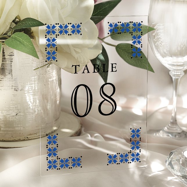 Numéro de table en acrylique de mariage ukrainien  (Créateur téléchargé)
