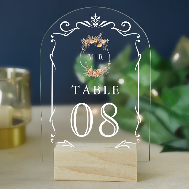 Numéro de table en acrylique pour mariage avec crê (Créateur téléchargé)