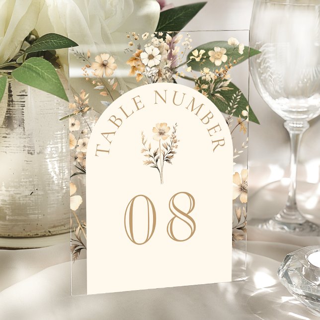 Numéro de table en acrylique pour mariage de fleur (Créateur téléchargé)