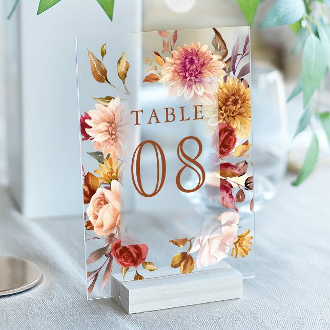 Numéro de table en acrylique pour mariage en terre (Créateur téléchargé)