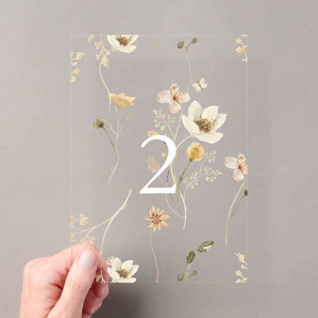 Numéro de table en acrylique pour mariage floral d (In situ (ordinateur de poche))