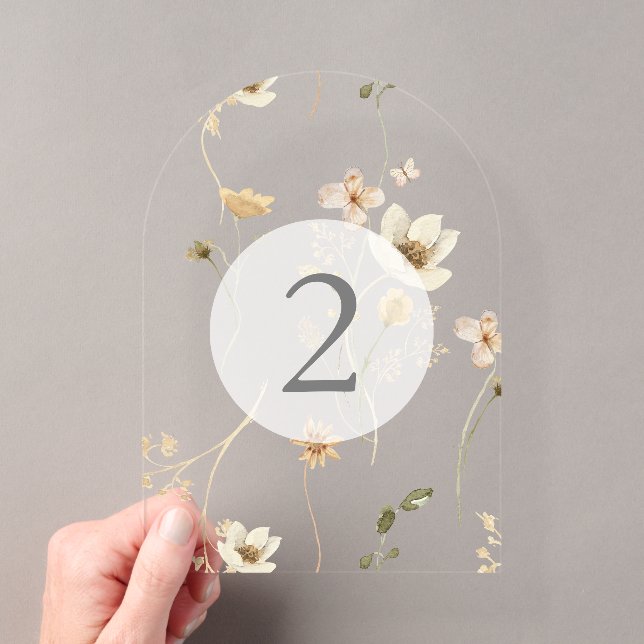 Numéro de table en acrylique pour mariage floral é (In situ (ordinateur de poche))