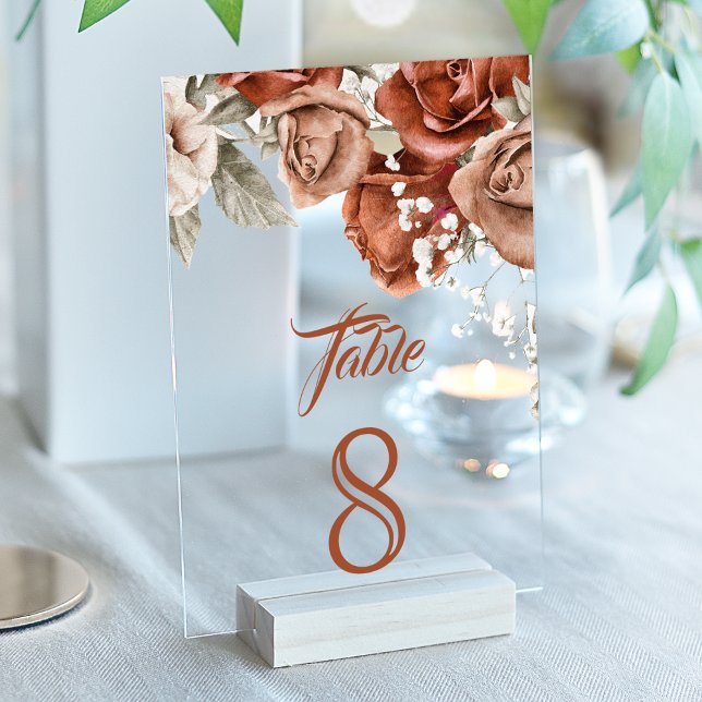 Numéro de table en acrylique pour mariage floral e (Créateur téléchargé)