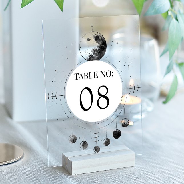 Numéro de table en acrylique pour mariage Lune noi (Créateur téléchargé)