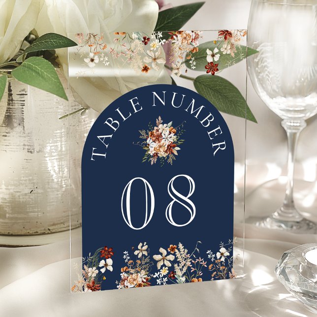 Numéro de Table en Acrylique Terracotta Wildflower (Créateur téléchargé)