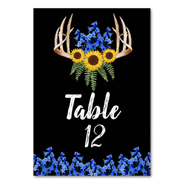 Numéro de table en bois de cerf floral rustique de (Par défaut)