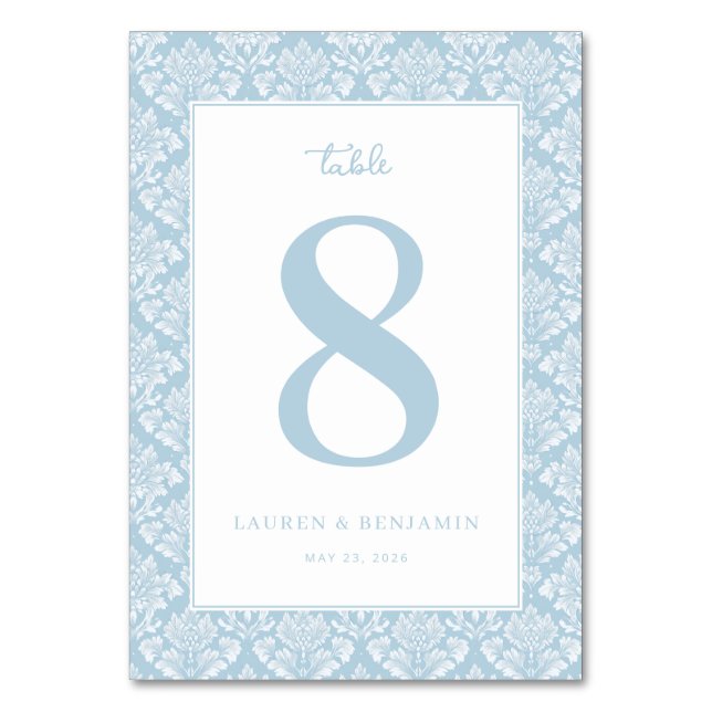 Numéro de table en damas bleu élégant (Par défaut)
