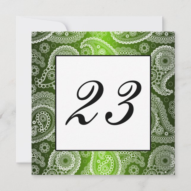 Numéro de table en dentelle de Paisley blanc avec  (Devant)