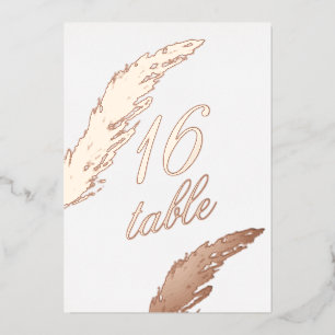 Numéro de table en feuille d'aluminium à feuillage