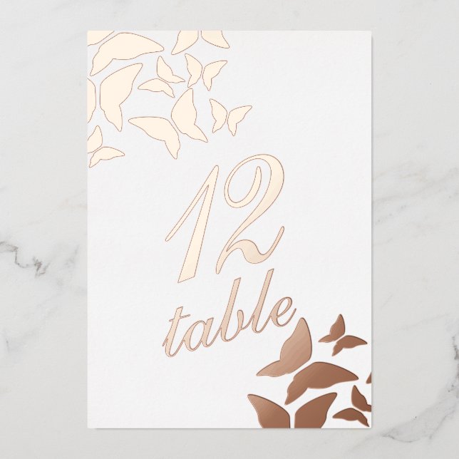 Numéro de table en feuille d'or papillon (Recto)