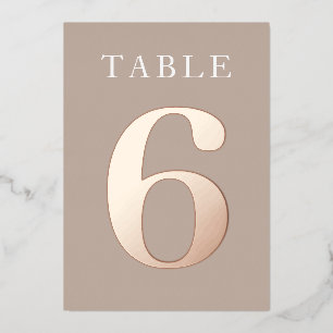 Numéro de table en feuille d'or rose