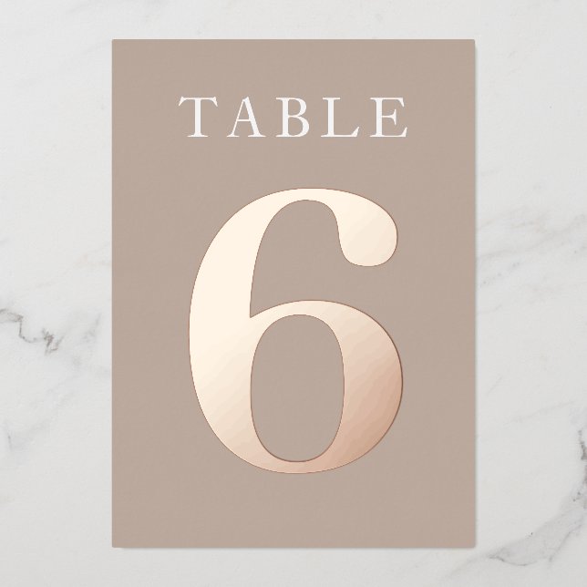Numéro de table en feuille d'or rose (Recto)