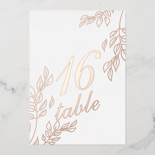 Numéro de table en feuille dorée à la feuille (Recto)