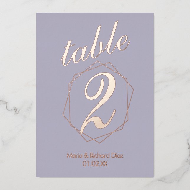 Numéro de table en feuille métallique à bordure gé (Recto)