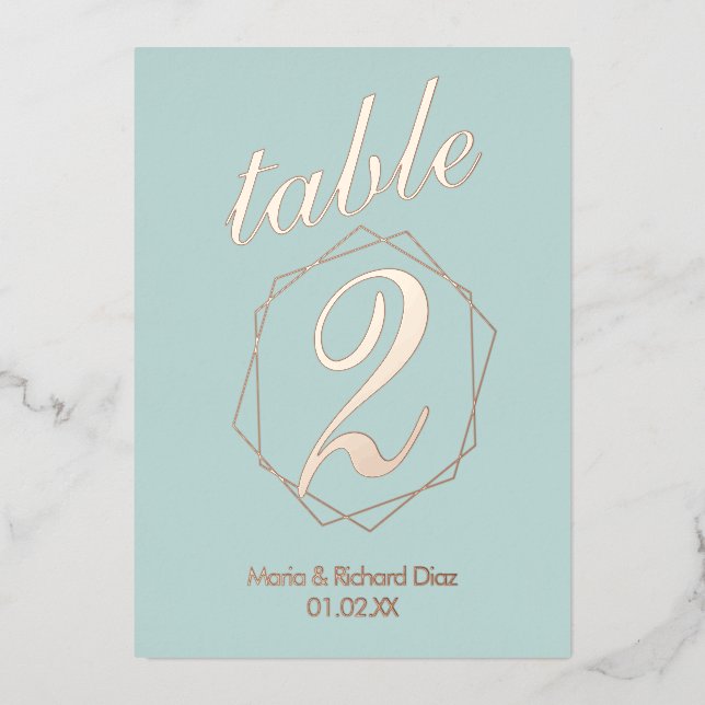Numéro de table en feuille métallique à bordure gé (Recto)