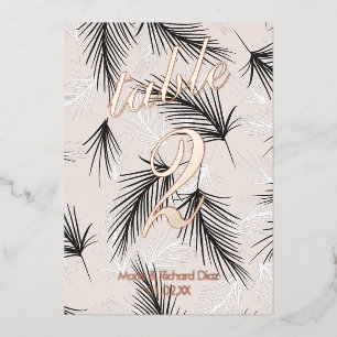 Numéro de table en feuille tropicale noire en feui