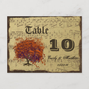 Numéro de table en forme d'arbre à feuilles de cœu