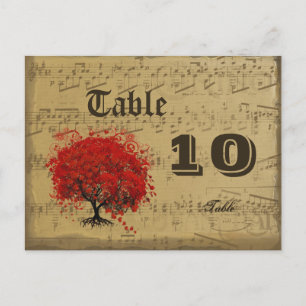 Numéro de table en forme de feuille de cœur de cor