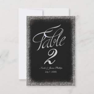 Numéro de table en paillettes fausses argentées et