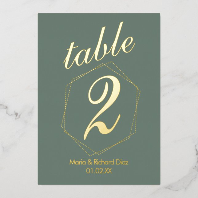 Numéro de table en relief de points en feuille mét (Recto)