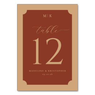 Numéro de table en rouille sophistiqué