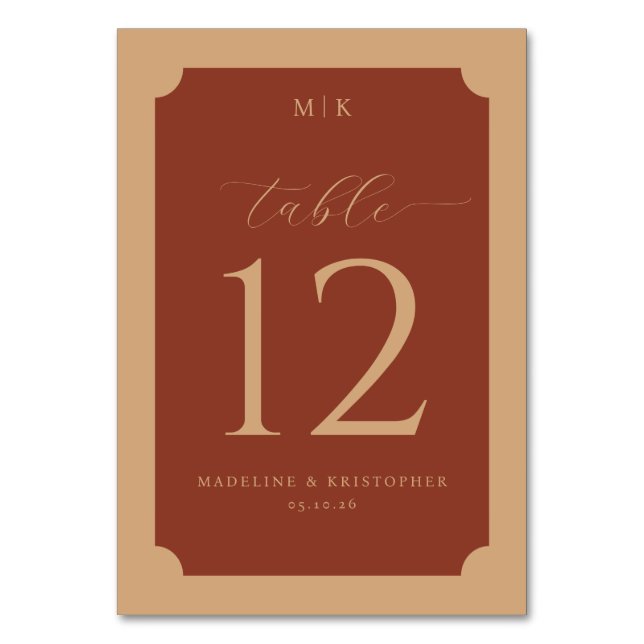 Numéro de table en rouille sophistiqué (Par défaut)