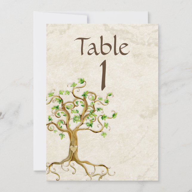 Numéro de table en vélin de tan racine d'arbre de  (Dos)