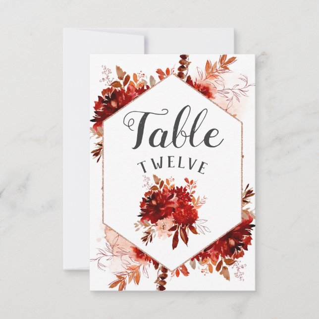 Numéro de table encadré floral Beauté rustique Pla (Devant)