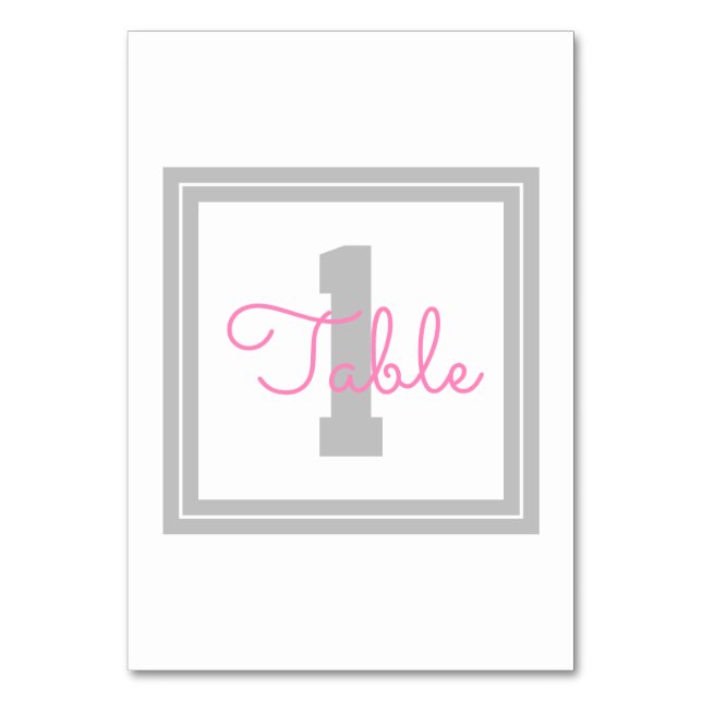 Numéro de table encadré | Gris clair et rose (Par défaut)