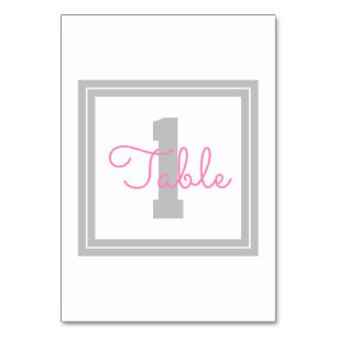Numéro de table encadrée   Gris clair et rose