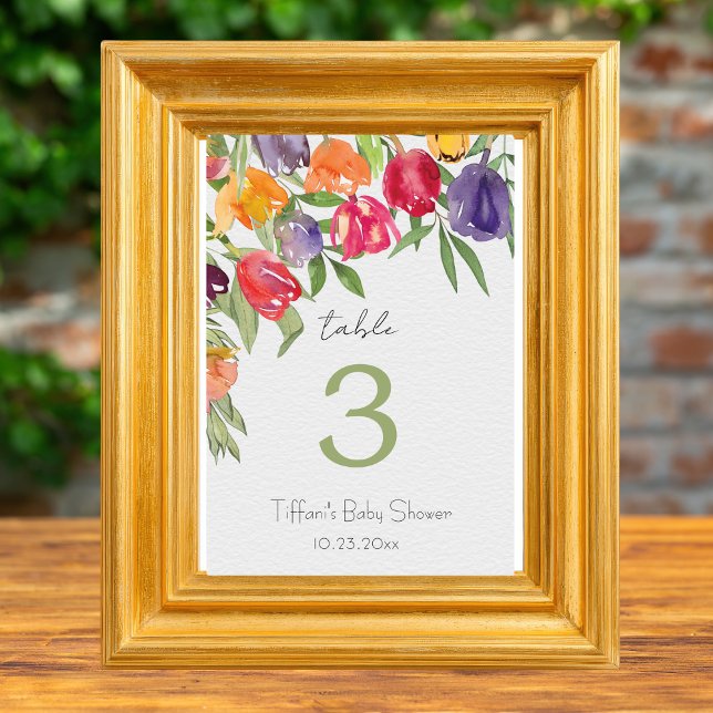 Numéro De Table Enchanter les tulipes de jardin et le Baby shower  (Créateur téléchargé)