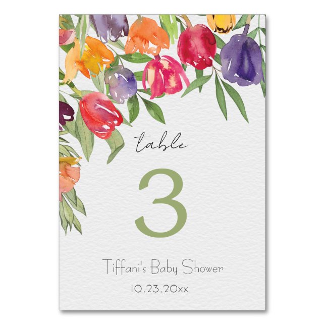 Numéro De Table Enchanter les tulipes de jardin et le Baby shower  (Par défaut)