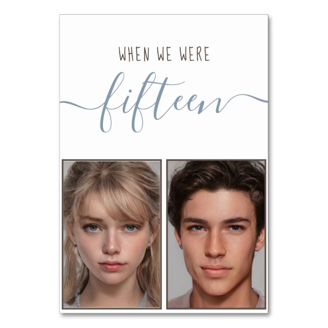 Numéro De Table Enfants Photos Age 15 Dusty Blue Mariage d'écritur (Par défaut)