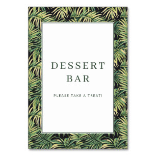 Numéro De Table Enseigne de bar à desserts feuillus vert tropical