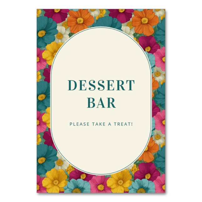 Numéro De Table Enseigne de bar à desserts floraux joyeux (Par défaut)