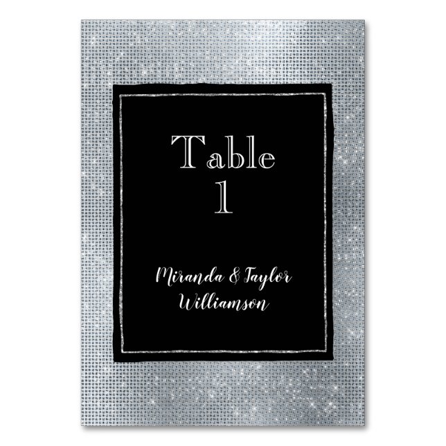 Numéro De Table Épersion en argent glam chic et noir (Par défaut)