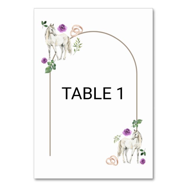 Numéro De Table Equestrian Purple Floral Rustic Wedding (Par défaut)