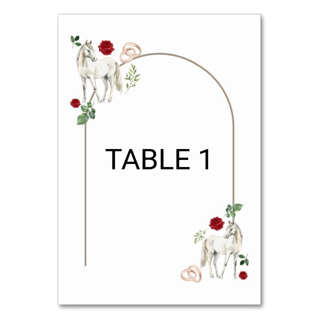 Numéro De Table Equestrian Red Floral Rustic Wedding (Par défaut)