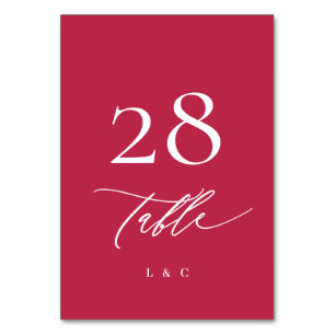 Numéro De Table Été Magenta rouge et blanc Calligraphie moderne
