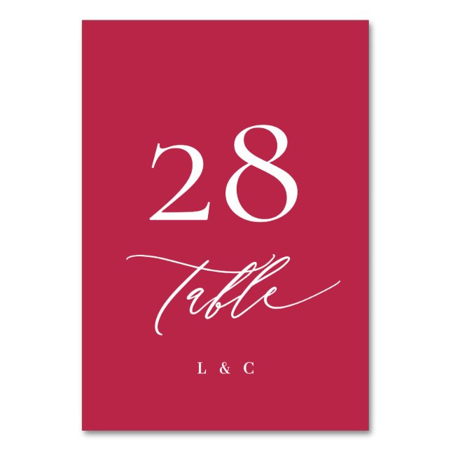 Numéro De Table Été Magenta rouge et blanc Calligraphie moderne (Par défaut)