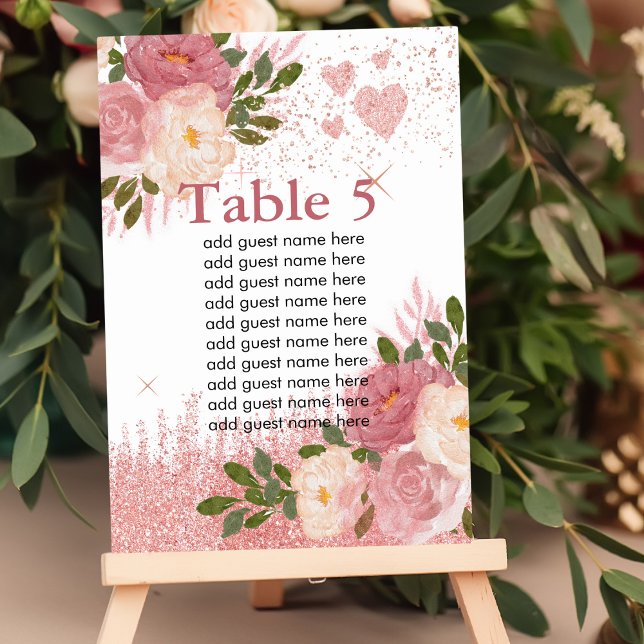 Numéro De Table Étincelle De Parties scintillant Rose Glitz Et Gla (Créateur téléchargé)