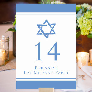 Numéro De Table Étoile bleu clair de David Bat mitzvah Party