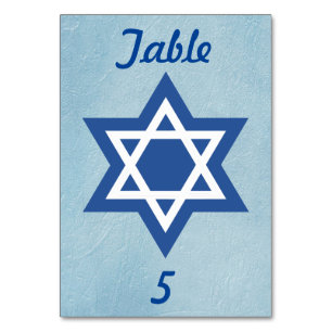 Numéro De Table Étoile bleue et blanche de David
