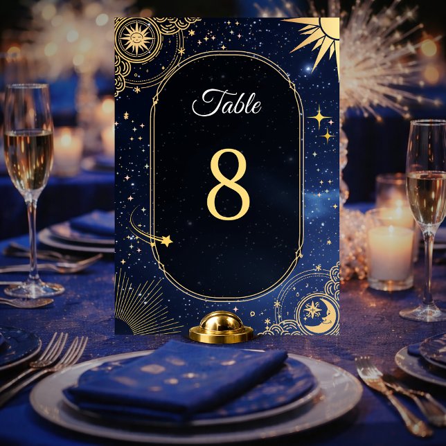 Numéro De Table Étoile filante bleue Mariage céleste du soleil et  (Créateur téléchargé)
