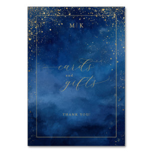 Numéro De Table Étoiles Aquarelles Bleu Rêveur